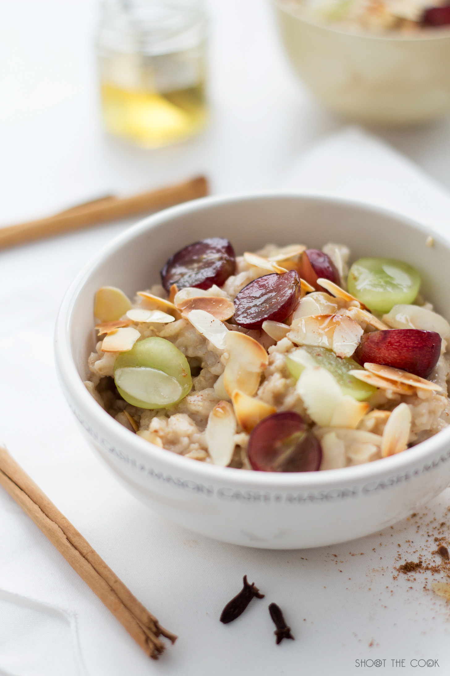 Gachas de avena con uvas