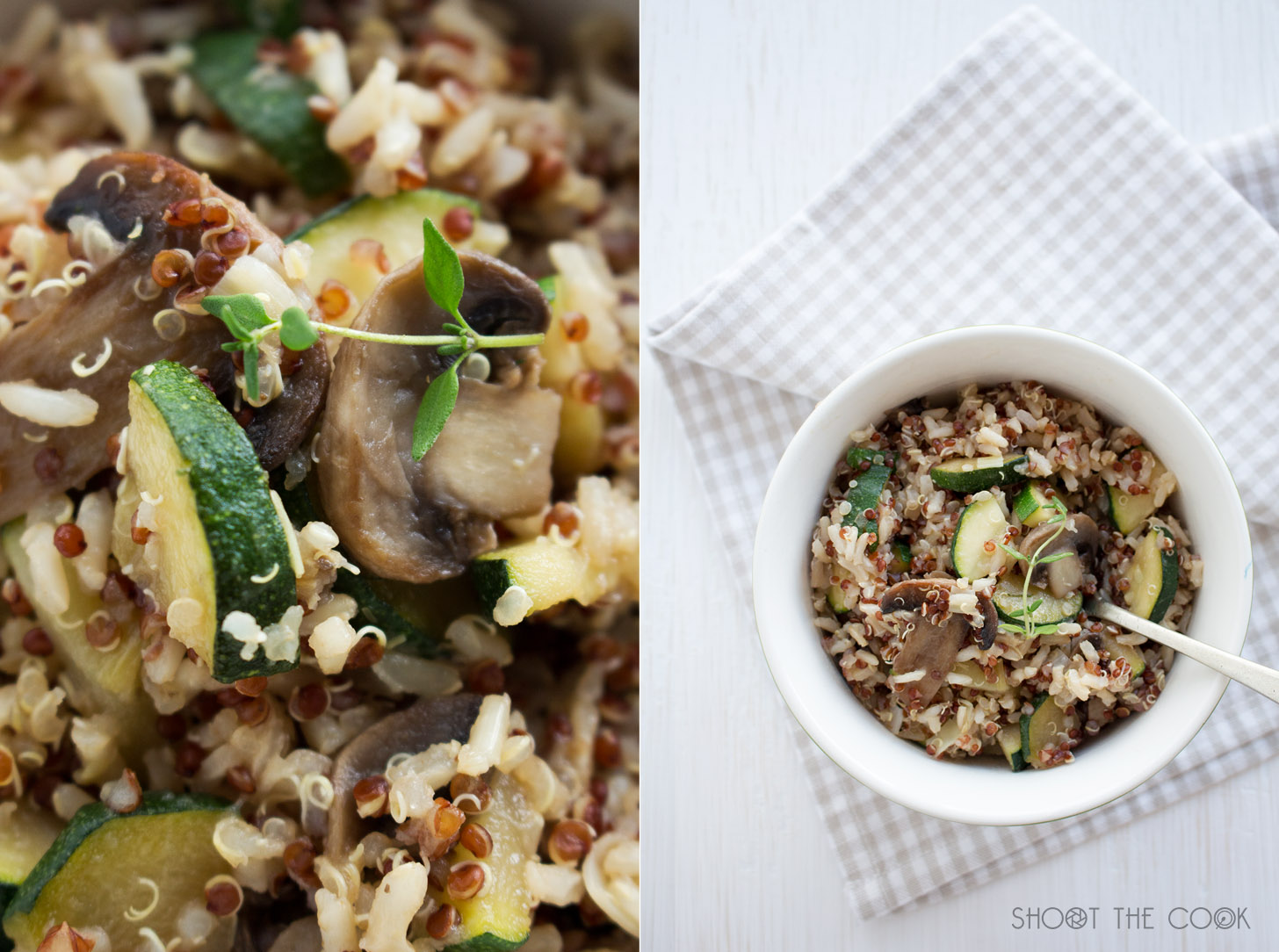 Quinoa con verduras salteadas y arroz integral