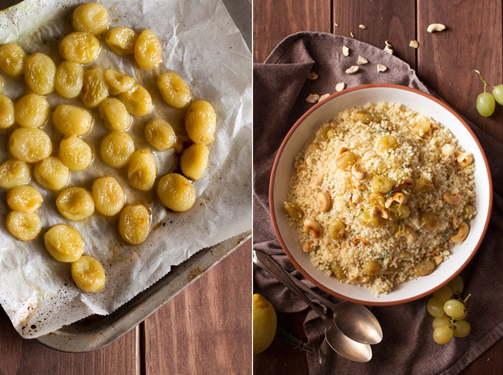Receta de cuscús con uvas asadas