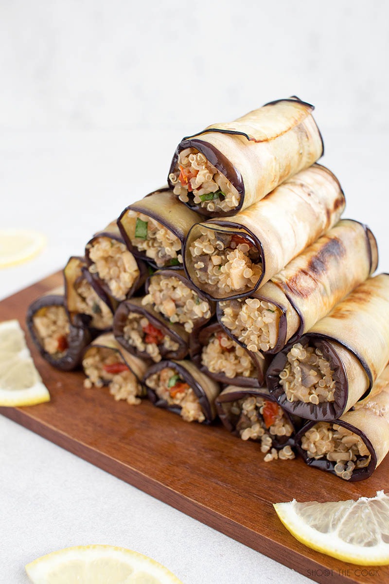 rollitos de berenjena con quinoa